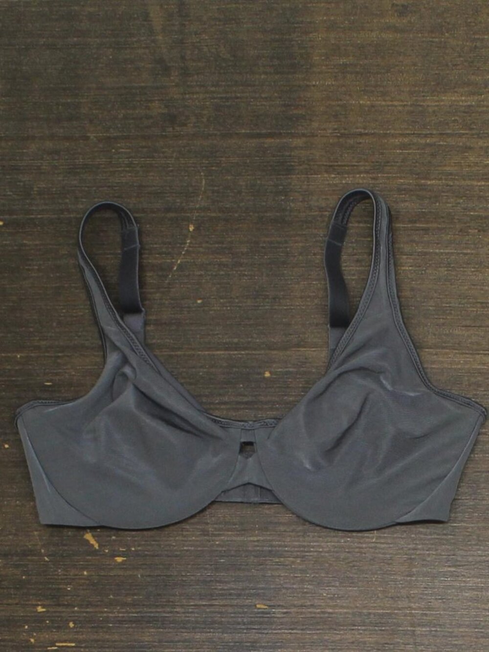 Lilyette Gray Plunge Into Comfort Keyhole Minimizer Bra Silver Lining